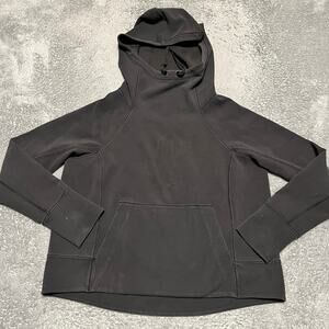 ATHLETA Stadium Hoodie Womens Large Washed Black Pullover Sweatshirt Gym Scuba